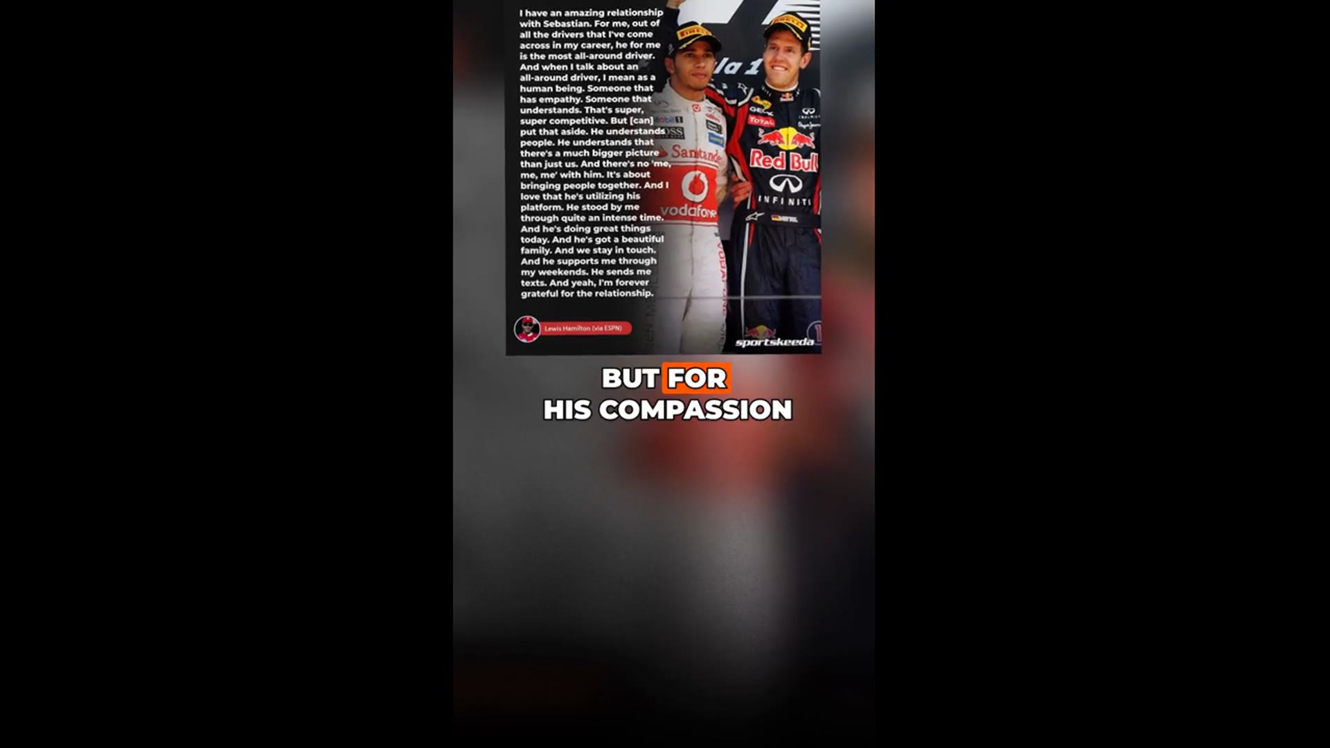 'Video thumbnail for Lewis Hamilton picks Sebastian Vettel as the "most all-around driver" he has come across ⭐'