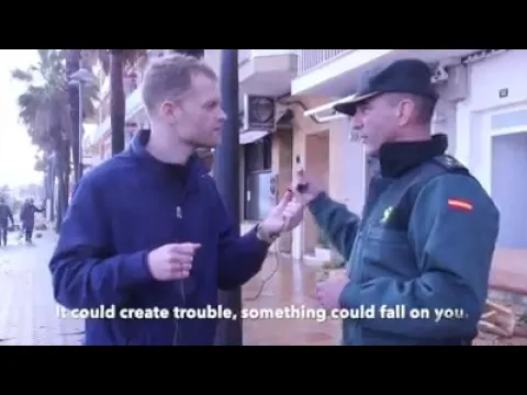 'Video thumbnail for A Guardia Civil captain has urged residents NOT to take selfies during gale force winds'