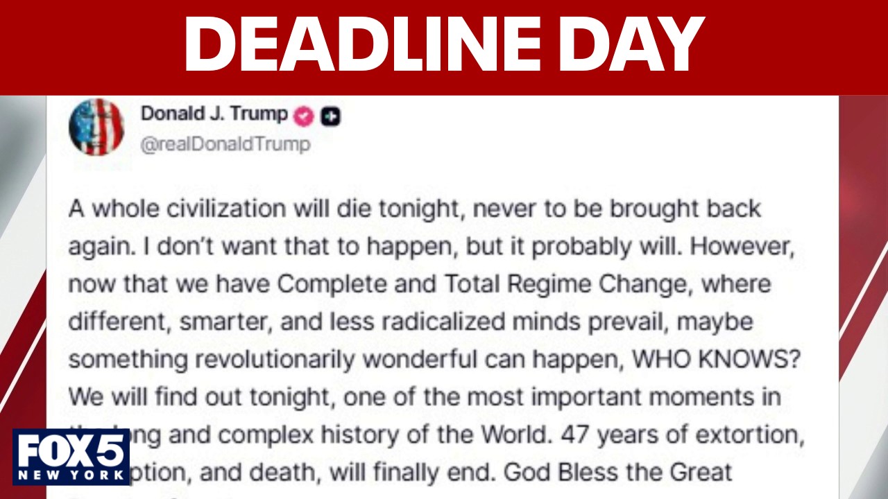Video thumbnail for Iran latest: Trump warns ' a whole civilization will die tonight' as deadline looms