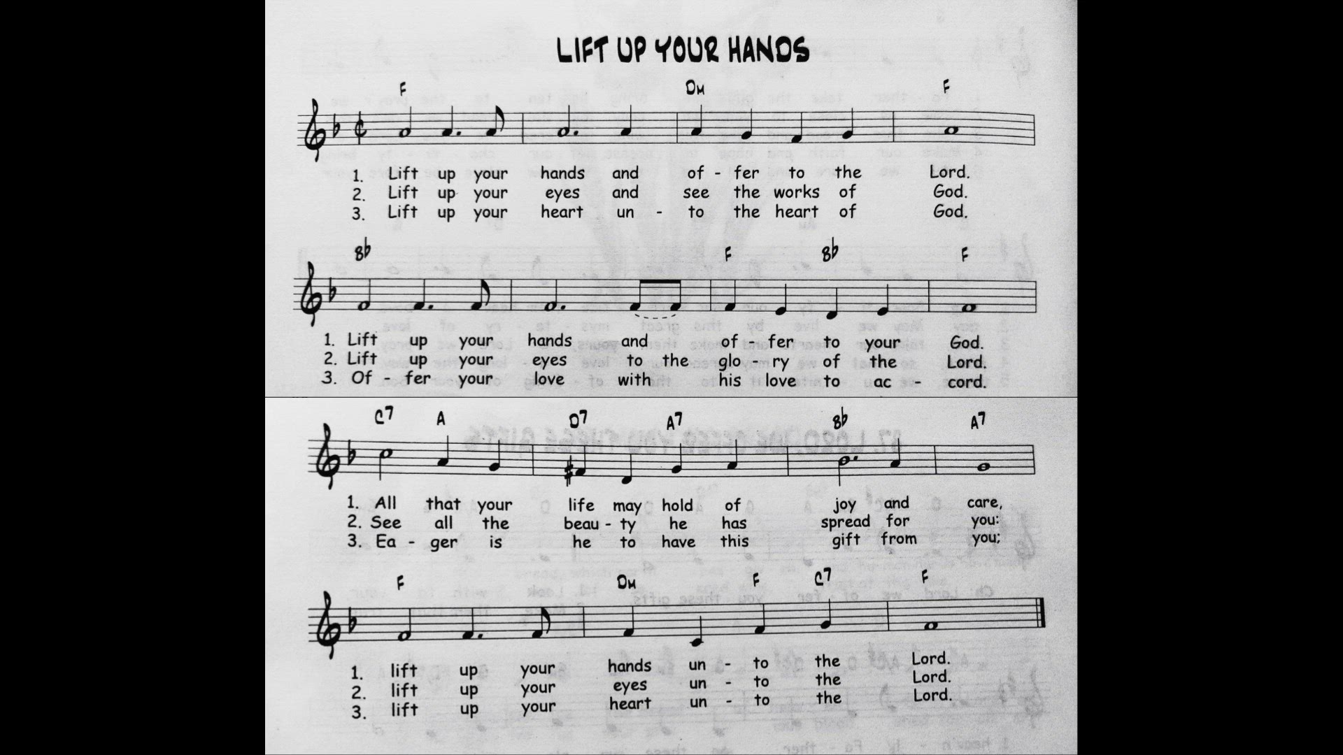 'Video thumbnail for Lift Up Your Hands - Catholic Mass Song Sheet Music'