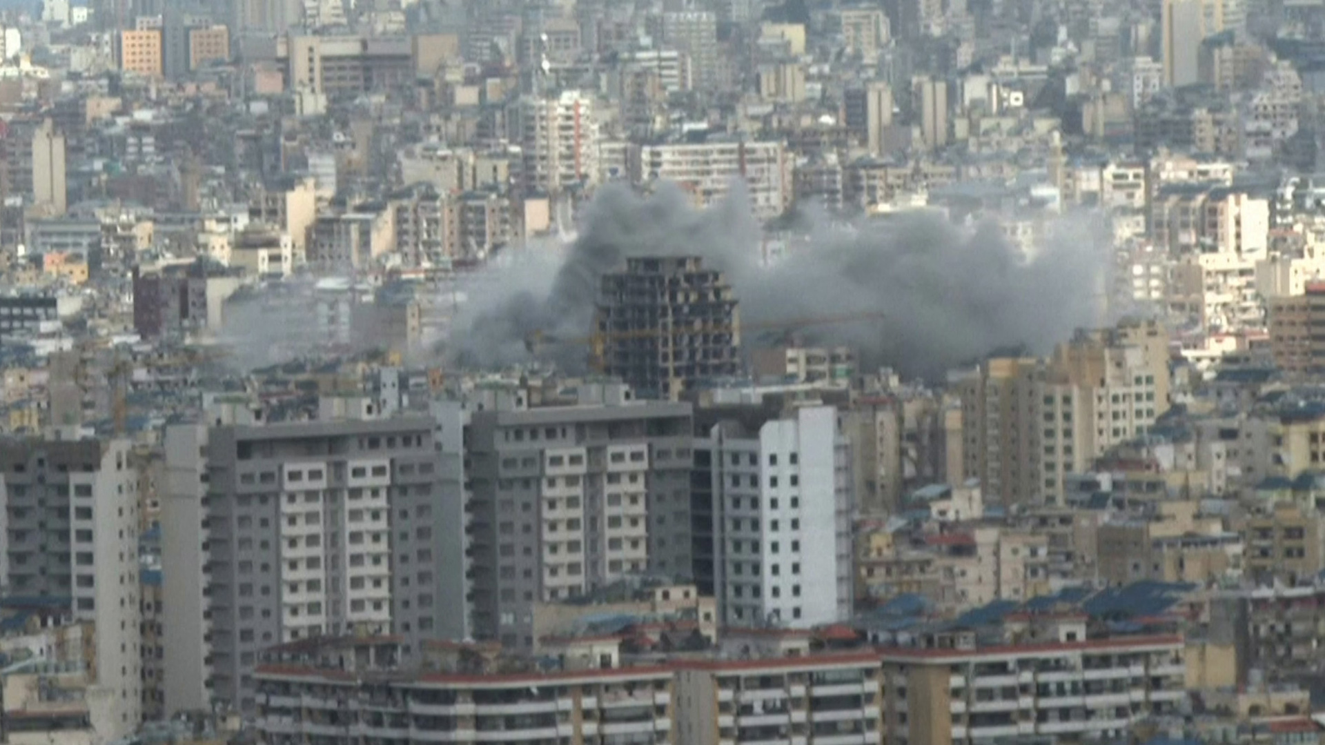 Video thumbnail for Smoke rise from Beirut suburbs following Israeli attack