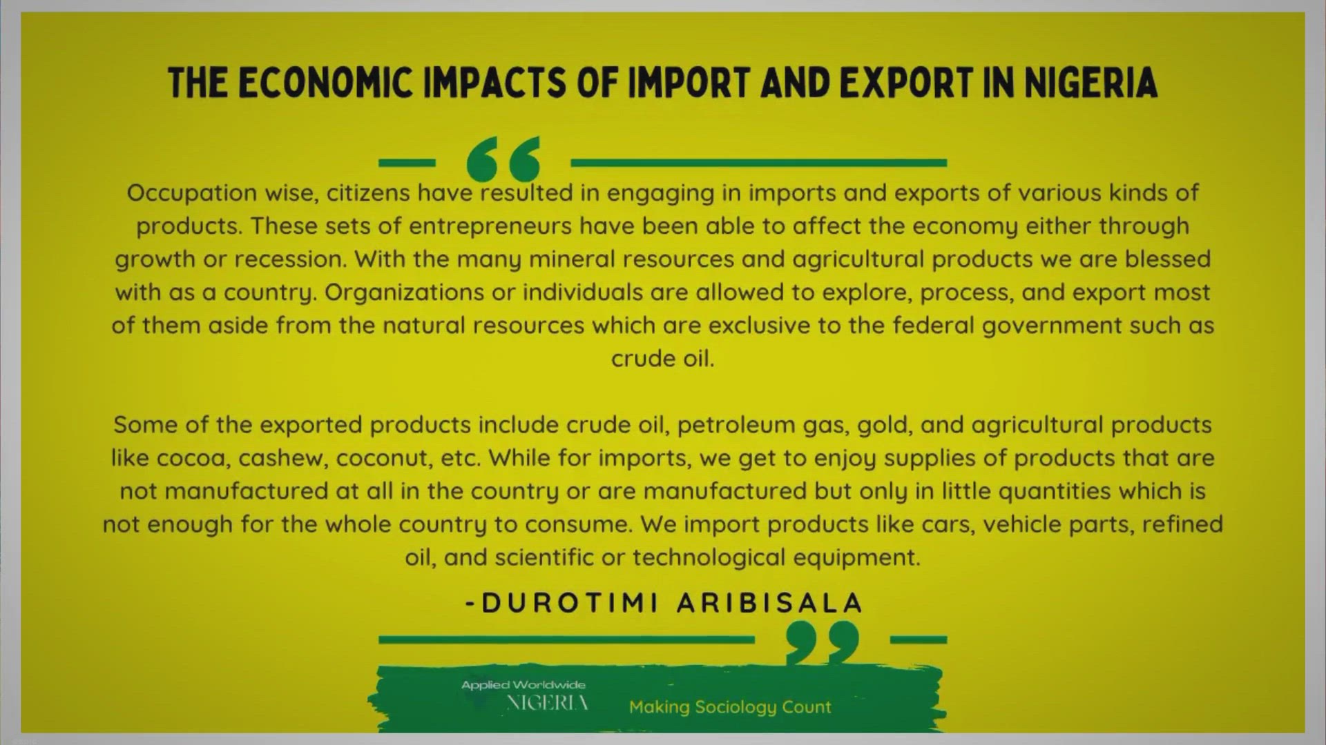 'Video thumbnail for The Economic Impacts Of Import And Export In Nigeria'