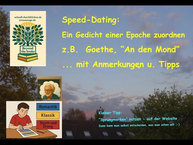 Video thumbnail for Speed-D: Gedicht und Epoche: Goethe, "An den Mond" und "Sturm und Drang" sowie ein bisschen Klassik