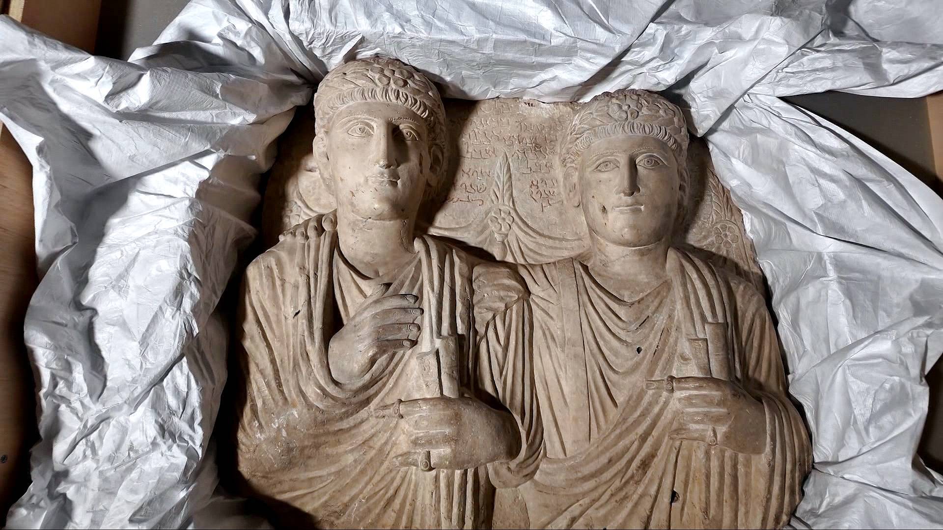 Video thumbnail for Syria prepares to display ancient artefacts returned by France after Macron visit