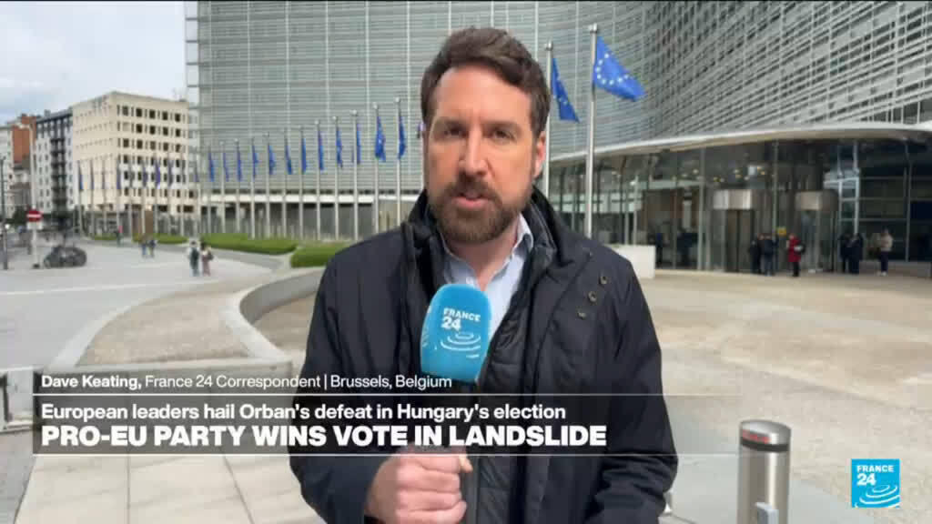 Video thumbnail for Hungarian election: EU leaders celebrate Peter Magyar's victory
