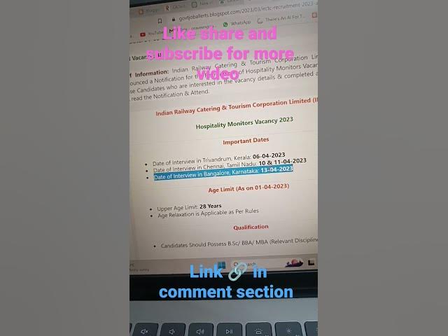 Video thumbnail for irctc Apply Now  #irctcjob #jobopportunities #governmentjobs #careeradvice #jobsearch #jobupdates