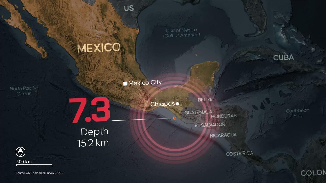 Video thumbnail for Mexico: MOTION GRAPHICS - Magnitude 7.4 quake strikes off southern Mexico, tsunami warning issued.
