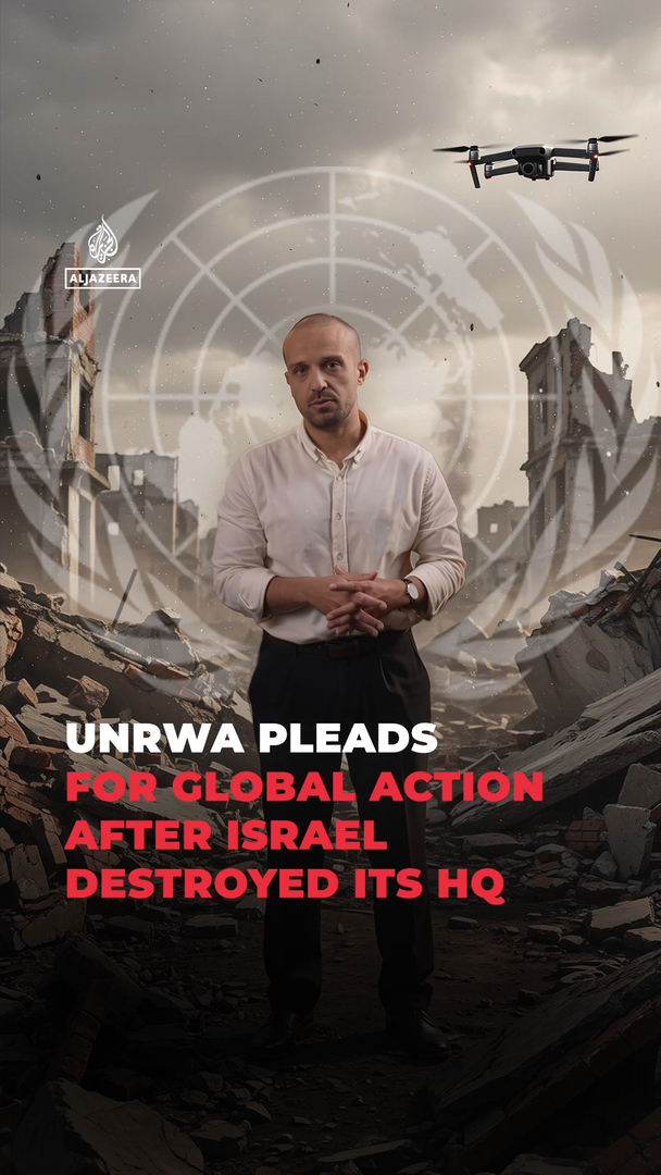 Video thumbnail for UNRWA pleads for global action after Israel destroyed its headquarters