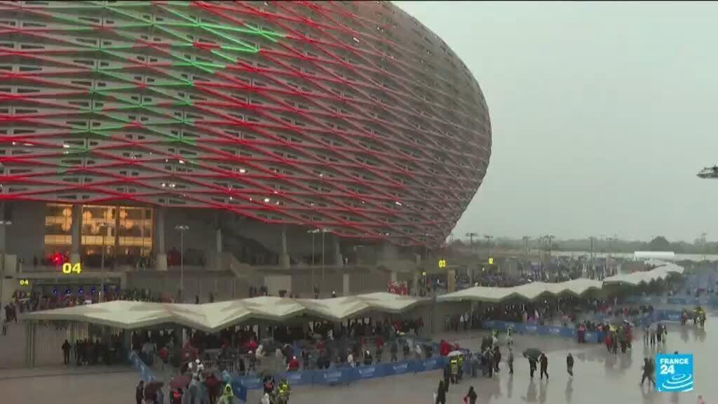 Video thumbnail for Morocco wins AFCON opener over Comoros, fans and royalty applaud