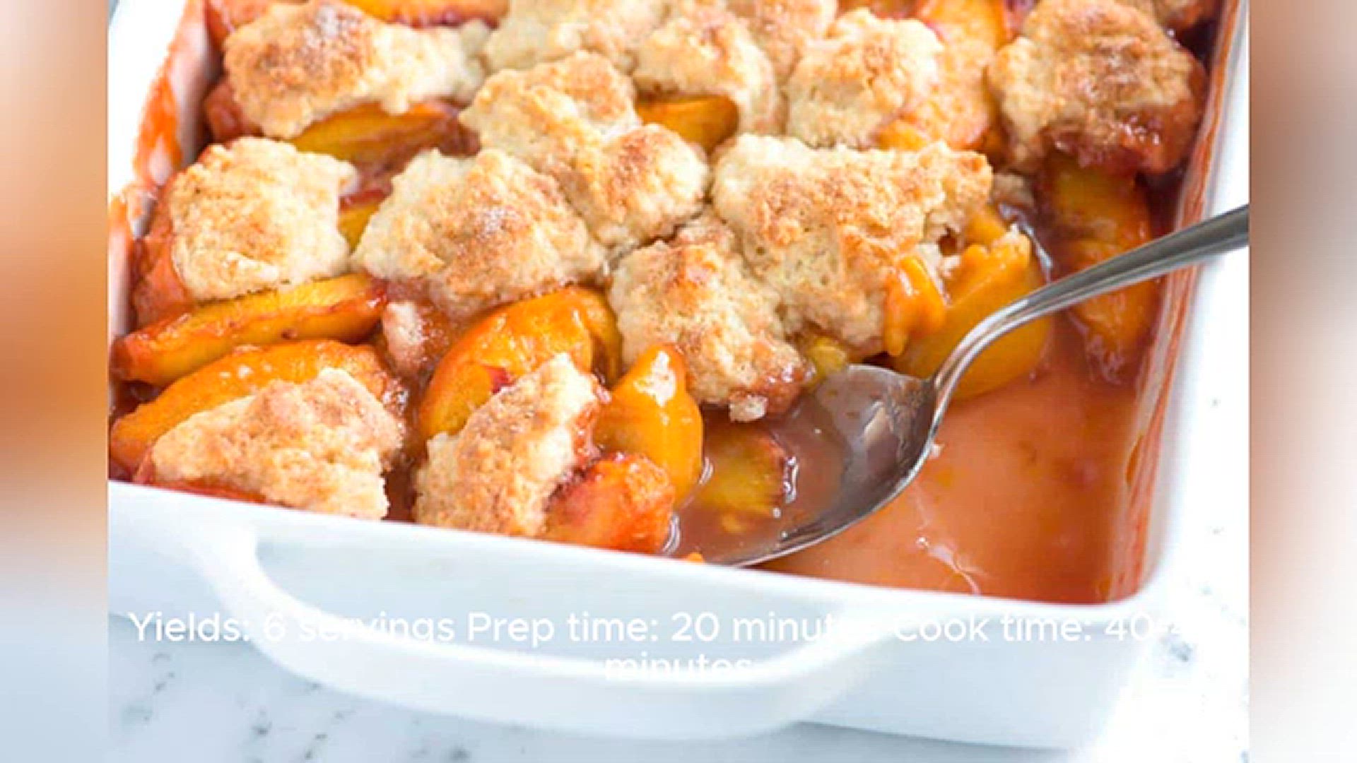 Video thumbnail for easy recipe for peach cobbler