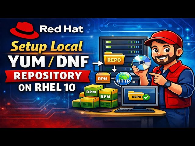 Video thumbnail for How to Setup Local YUM / DNF Repository on RHEL 10 | Offline Repo Using ISO (Step-by-Step)