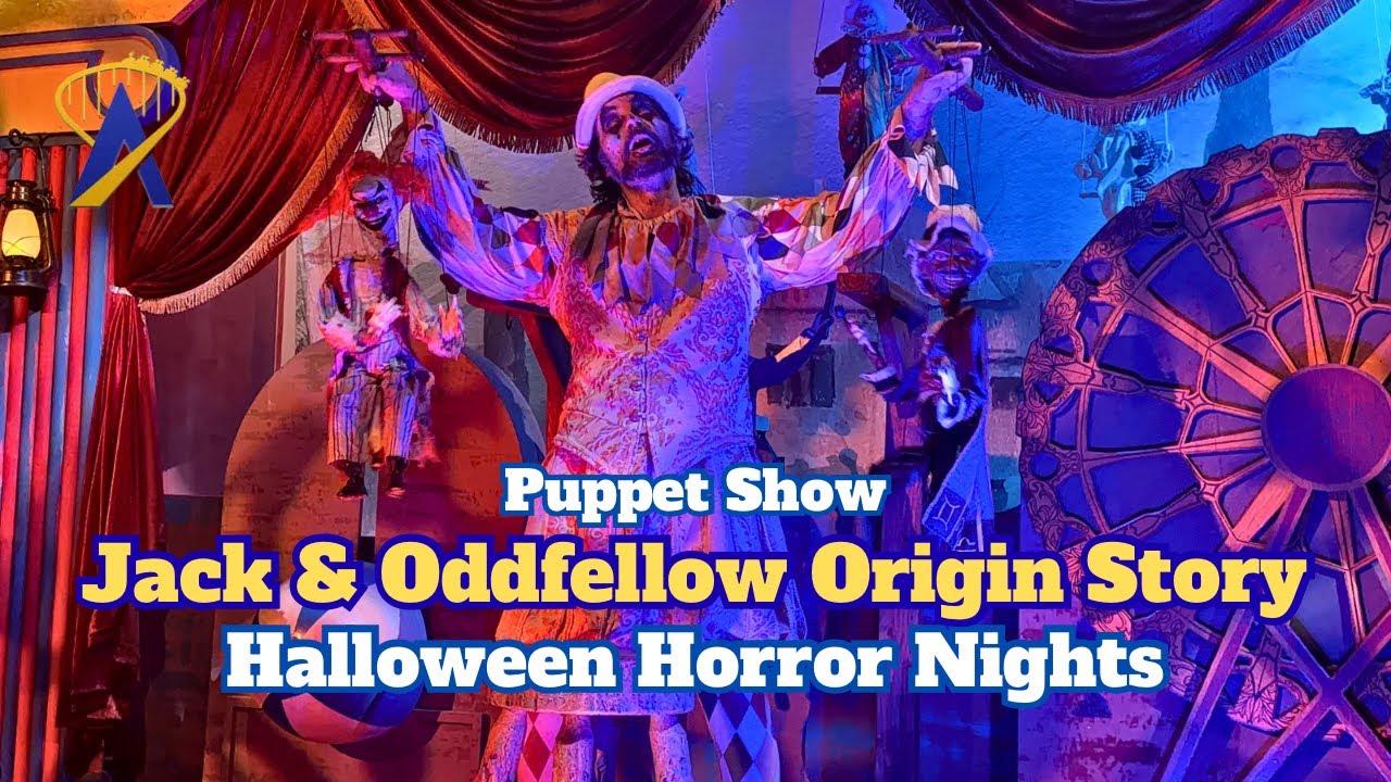 Video thumbnail for Jack the Clown and Dr. Oddfellow Origin Puppet Show at Halloween Horror Nights 35