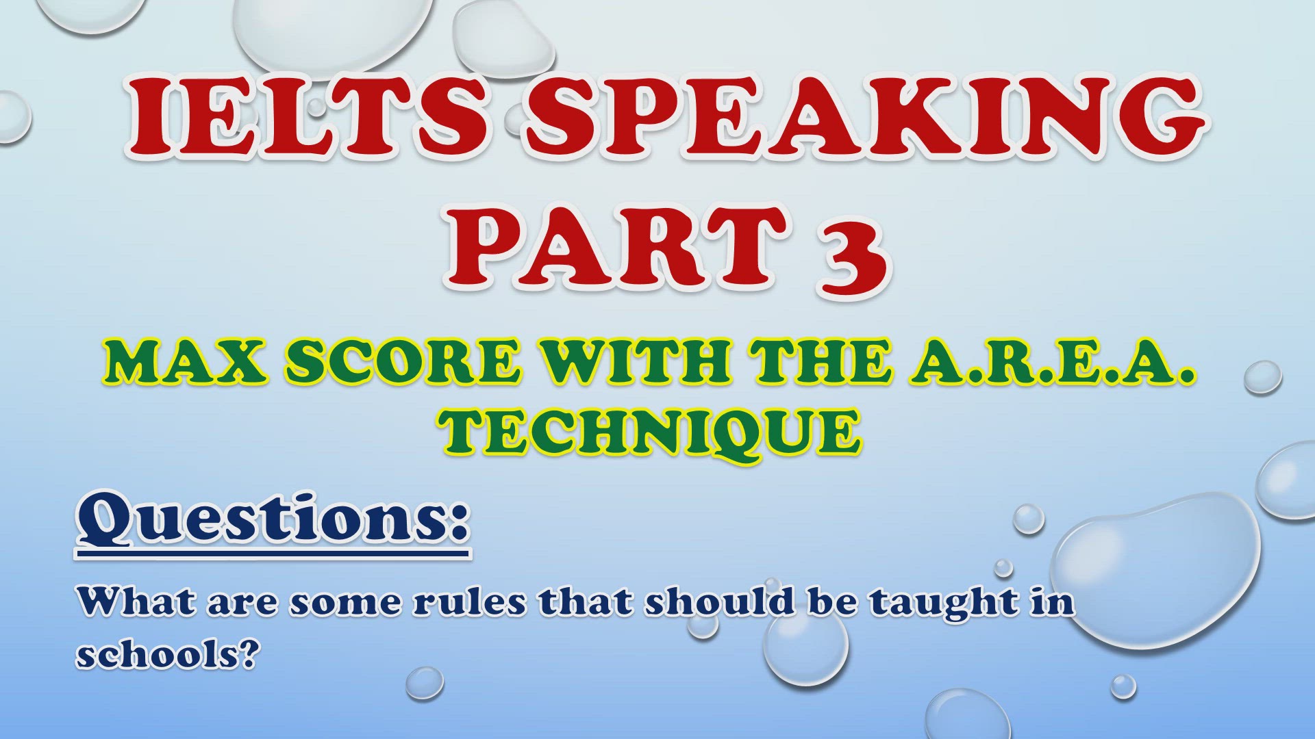 'Video thumbnail for What are some rules that should be taught in schools? - IELTS Speaking Part 3'