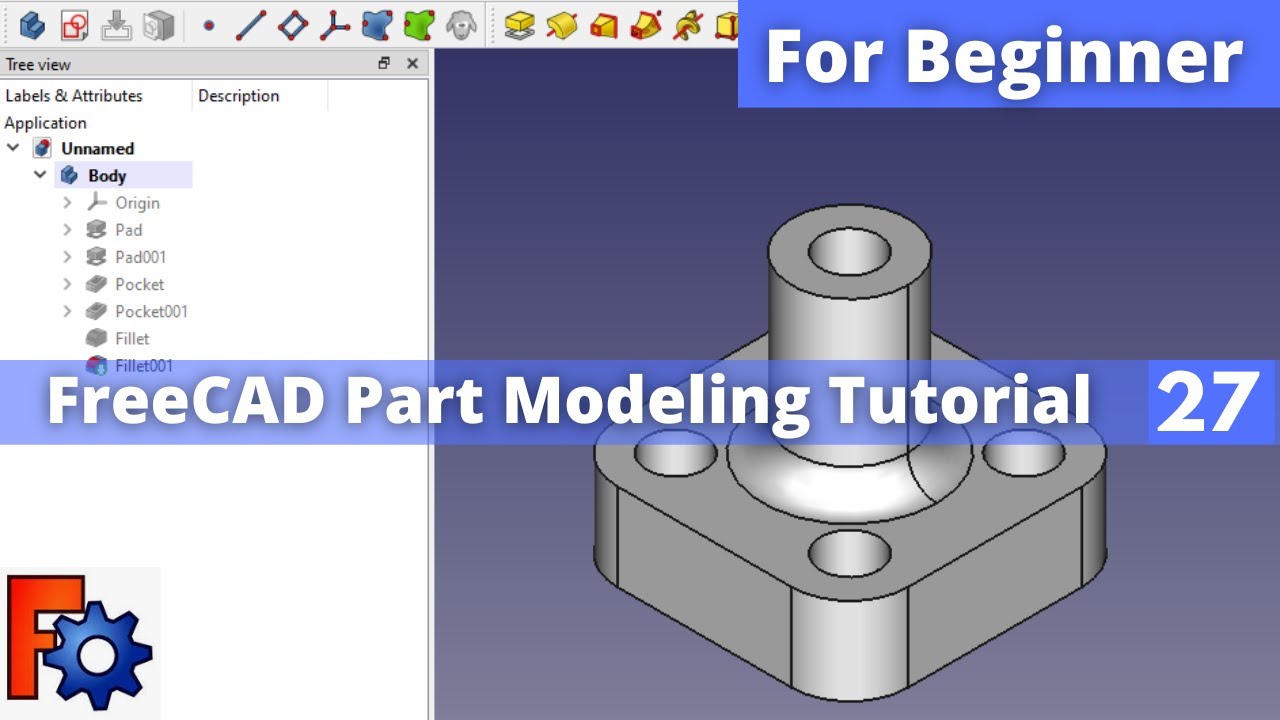 'Video thumbnail for FreeCAD Part Modeling Tutorial 27  | FreeCAD | FreeCAD Part Design | Mechnexus|'
