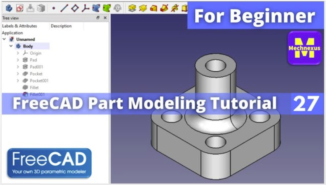 Video thumbnail for Model Bracket in FreeCAD : (Gallery Serial No.7)|FreeCAD|Mechnexus|