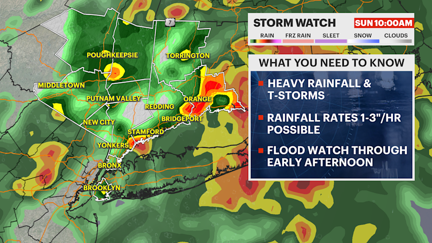Video thumbnail for STORM WATCH: Heavy rain and storms target the Bronx today