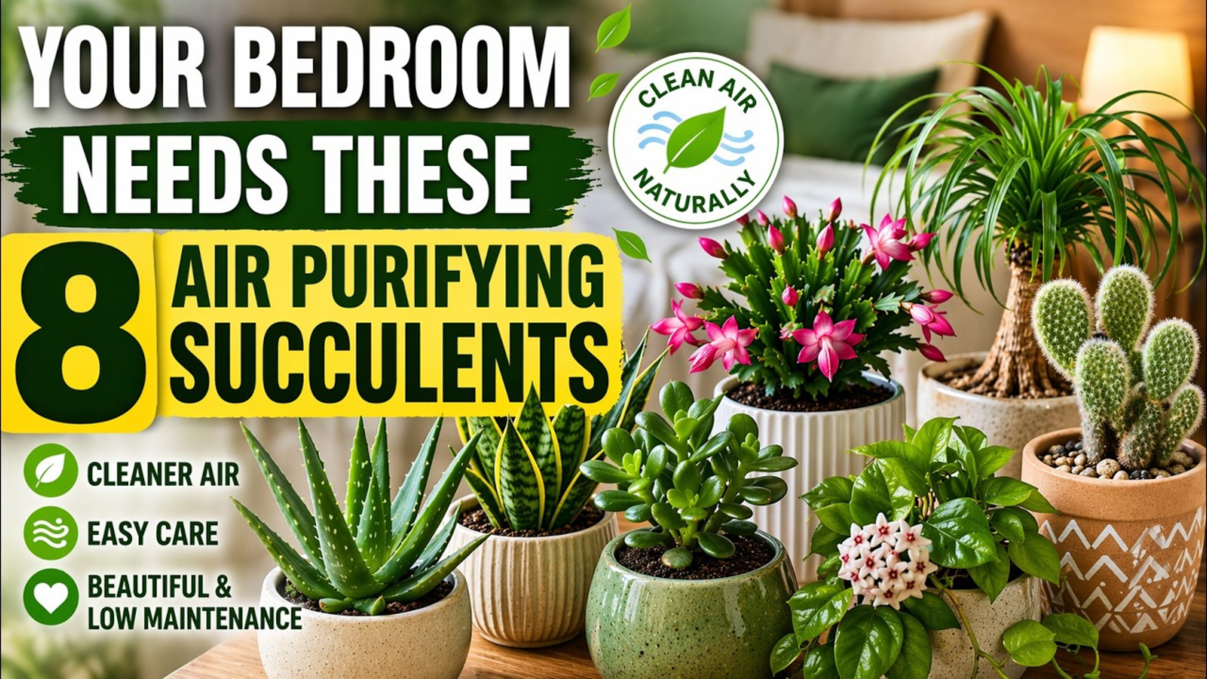 Video thumbnail for Your Bedroom Needs These 8 Air Purifying Succulents