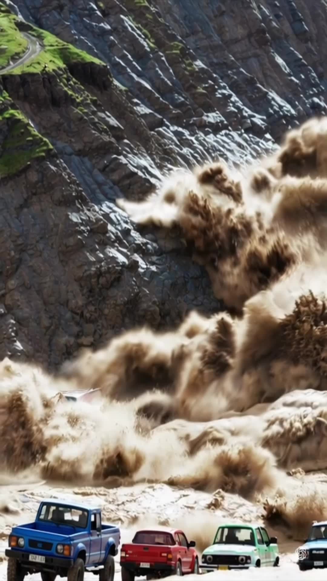 Video thumbnail for Landslide Chaos With Trucks with Water Flood