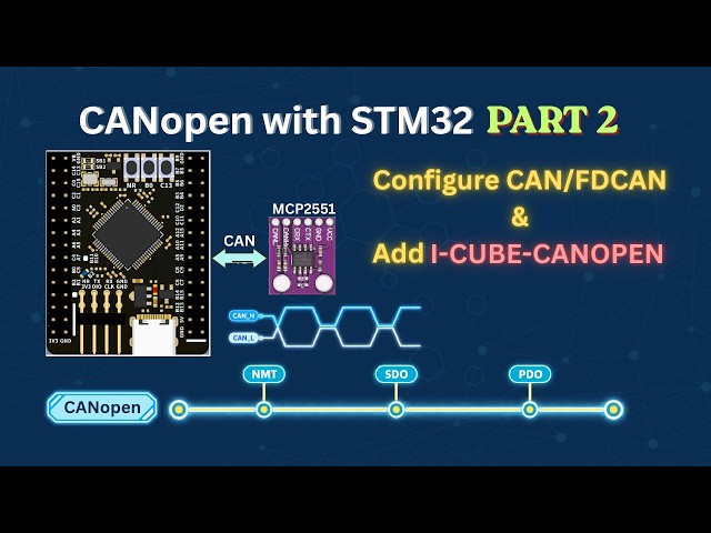 Video thumbnail for CANopen with STM32 Part 2: Configure CAN/FDCAN and Add I-CUBE-CANOPEN