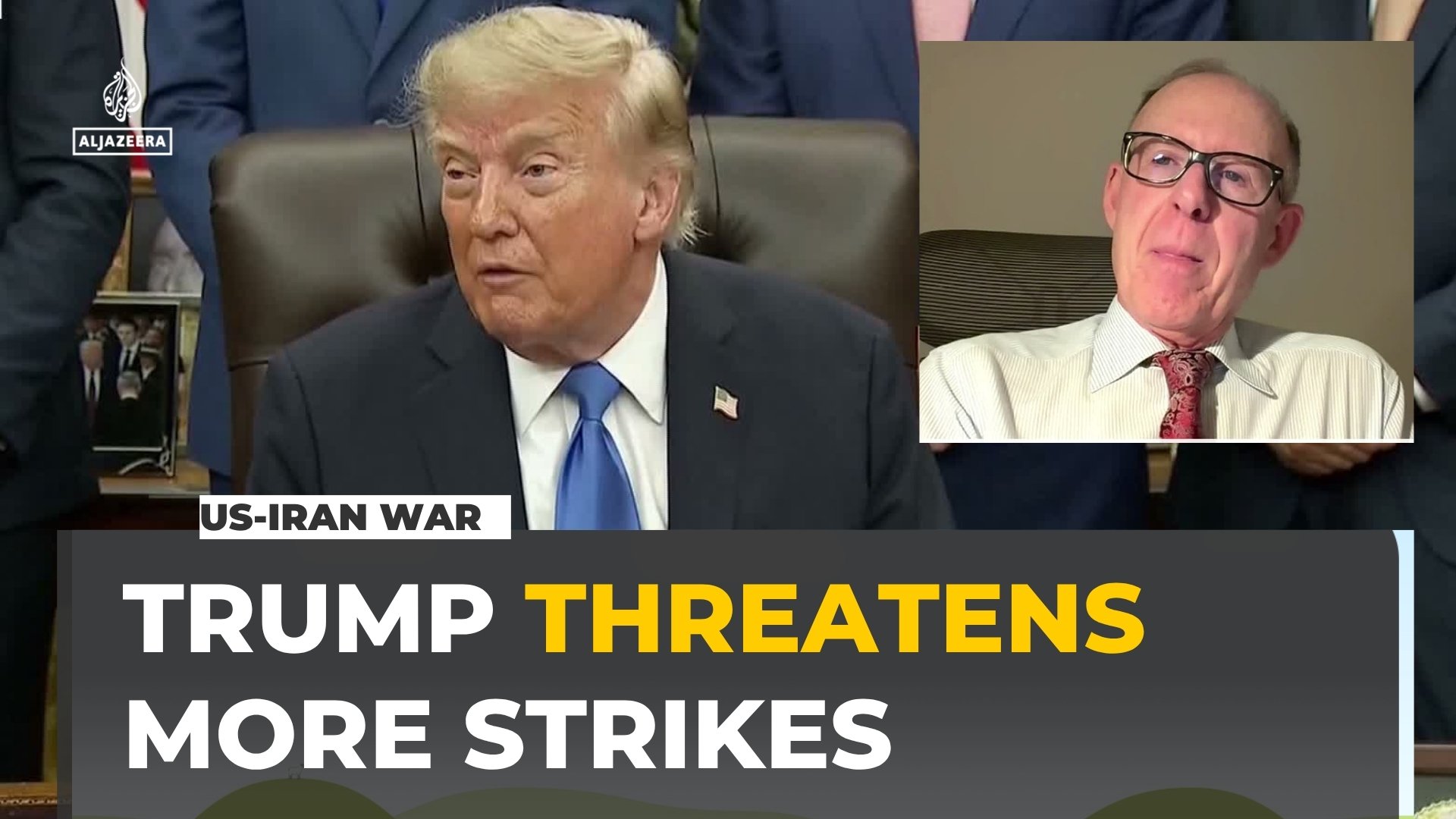 Video thumbnail for Iran retaliates after US strikes as Trump threatens further attacks