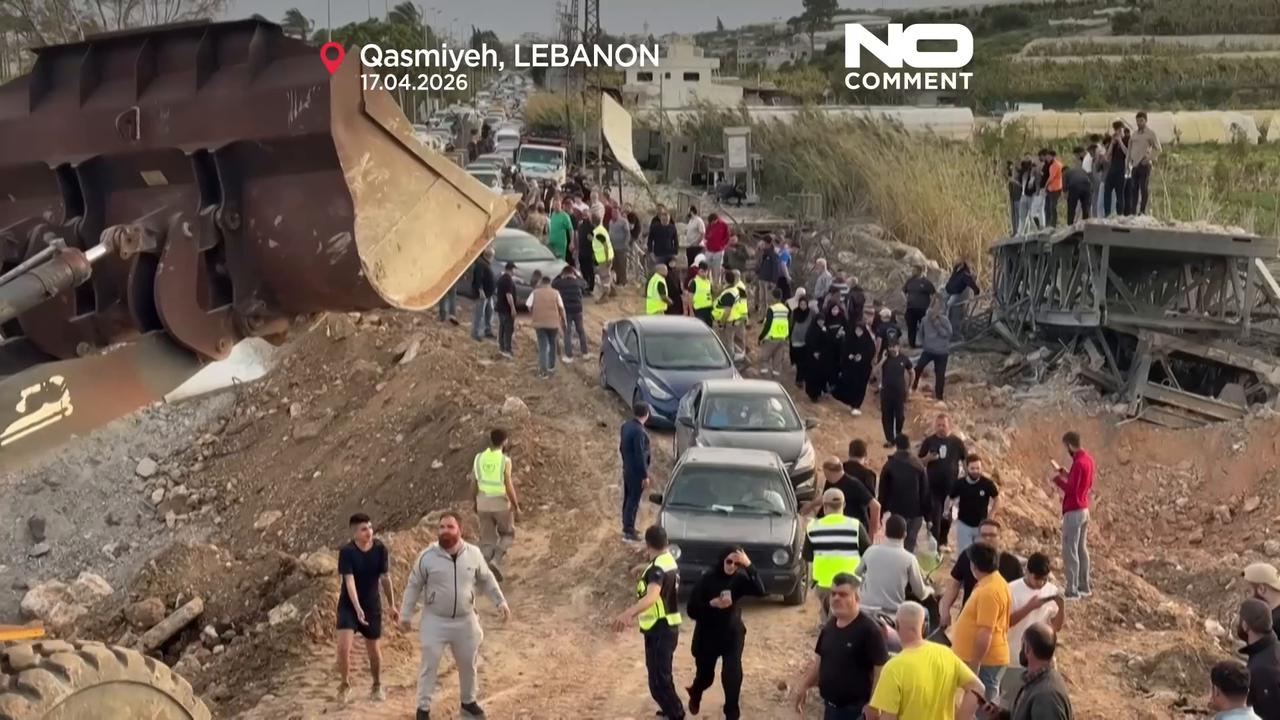 Video thumbnail for Lebanon truce takes effect as damaged Qasmiyeh bridge reopens
