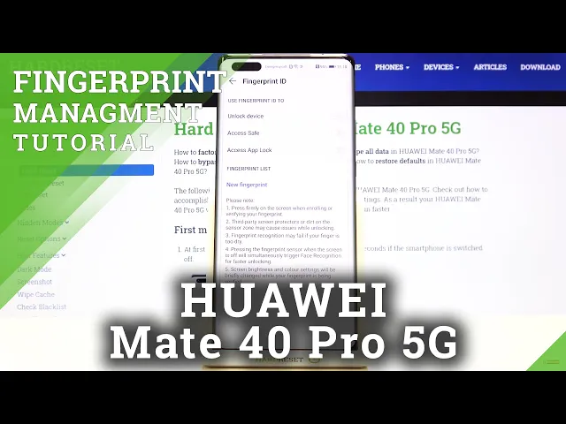 Video thumbnail for How to Add Fingerprint to HUAWEI Mate 40 Pro – Set Fingerprint Lock