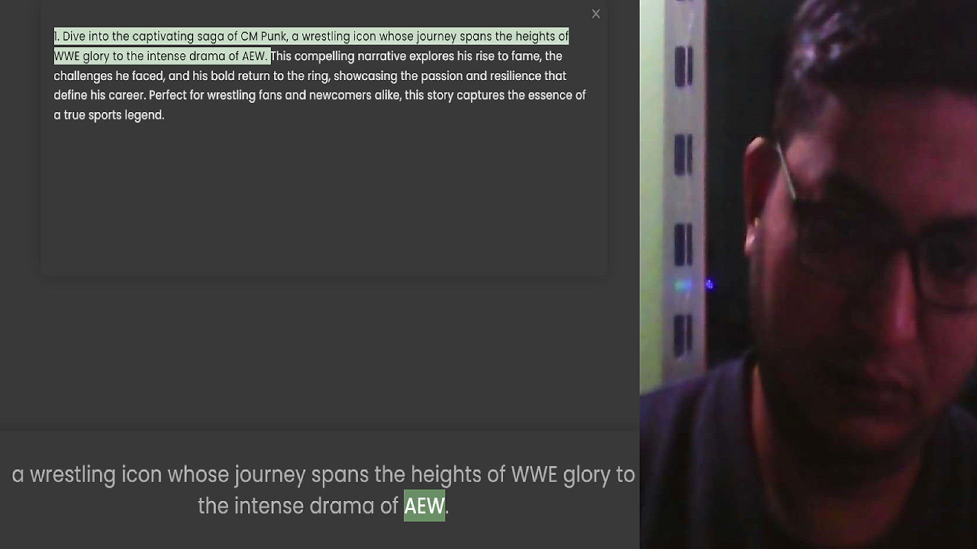 Video thumbnail for 1. Dive into the captivating saga of CM Punk, a wrestling icon whose journey spans the heights of WWE glory to the intense drama of AEW. This compelling narrative explores his rise to fame, the challenges he faced, and his bold return to