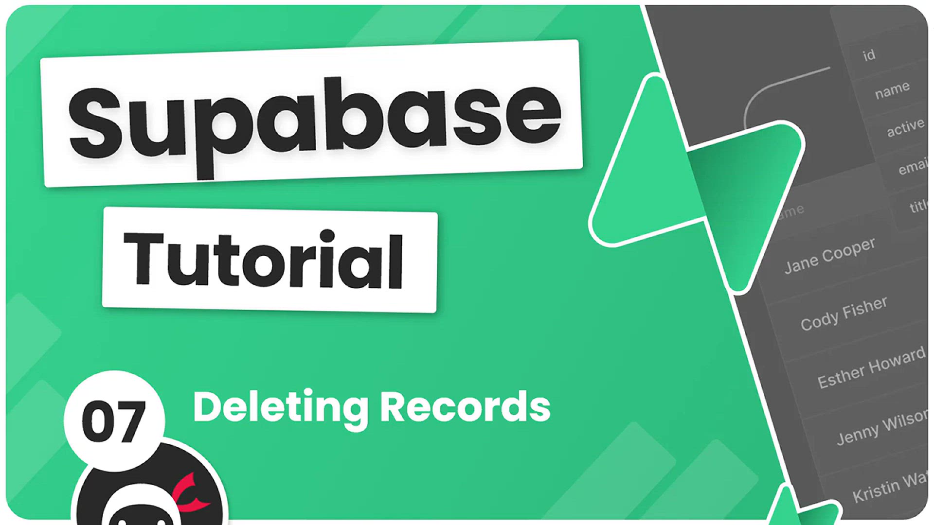 'Video thumbnail for Supabase Tutorial #7 - Deleting Records'