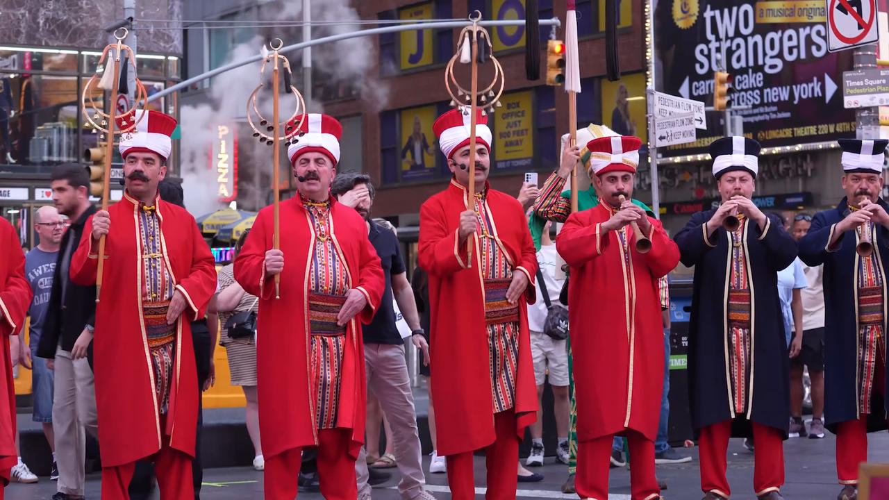 Video thumbnail for US: Turkish Mehter Band performs in Times Square.