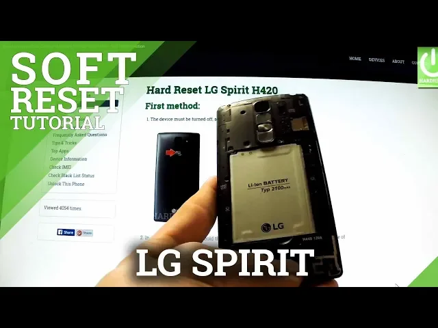 Video thumbnail for How to remove Back Cover and Battery from LG Spirit H420  - Soft Reset Solution