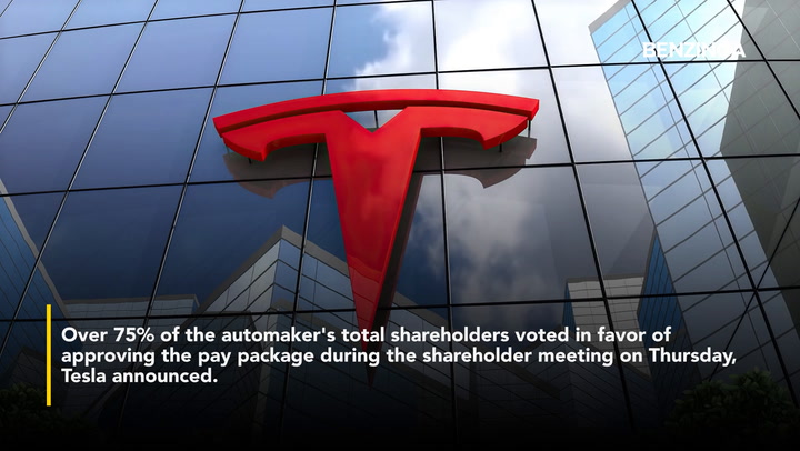 'Video thumbnail for Elon Musk's Trillion-Dollar Pay Package Approved By Tesla Shareholders Amid AI, Robotics Push'