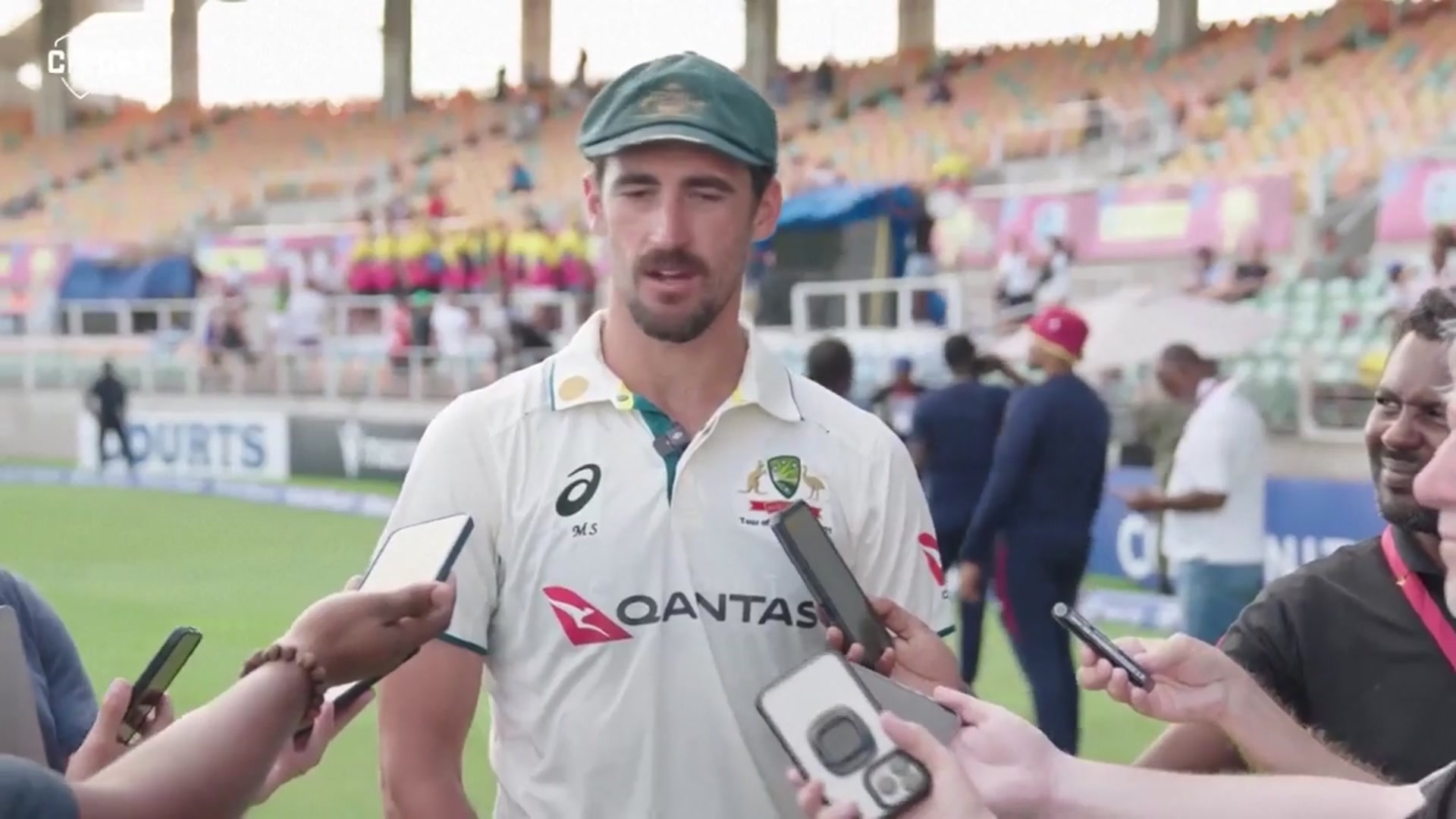 'Video thumbnail for Australia bowl Windies out for 27 in "crazy" history-making third Test'