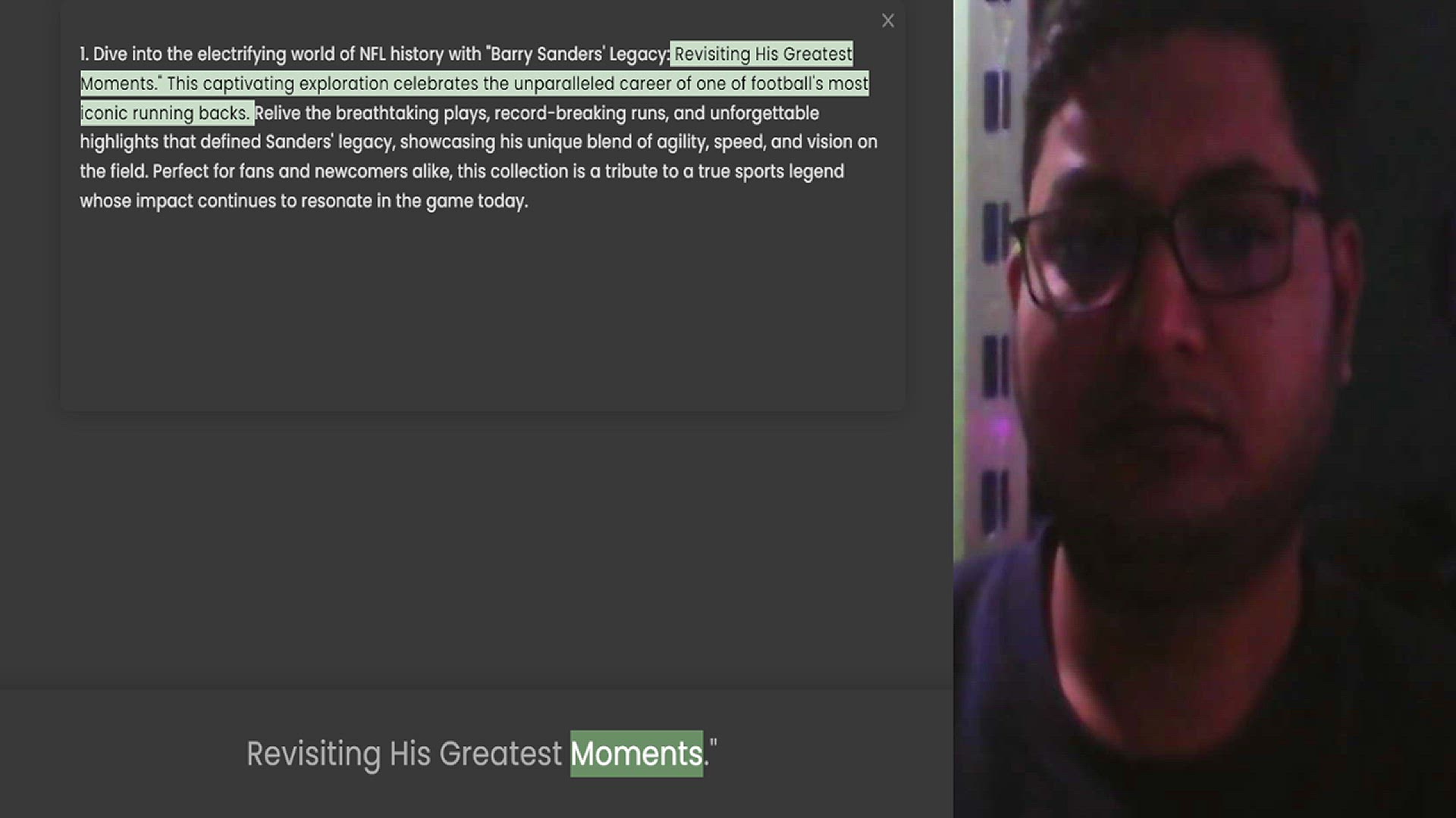 Video thumbnail for 1. Dive into the electrifying world of NFL history with Barry Sanders' Legacy Revisiting His Greatest Moments. This captivating exploration celebrates the unparalleled career of one of football's most iconic running backs. Relive the brea