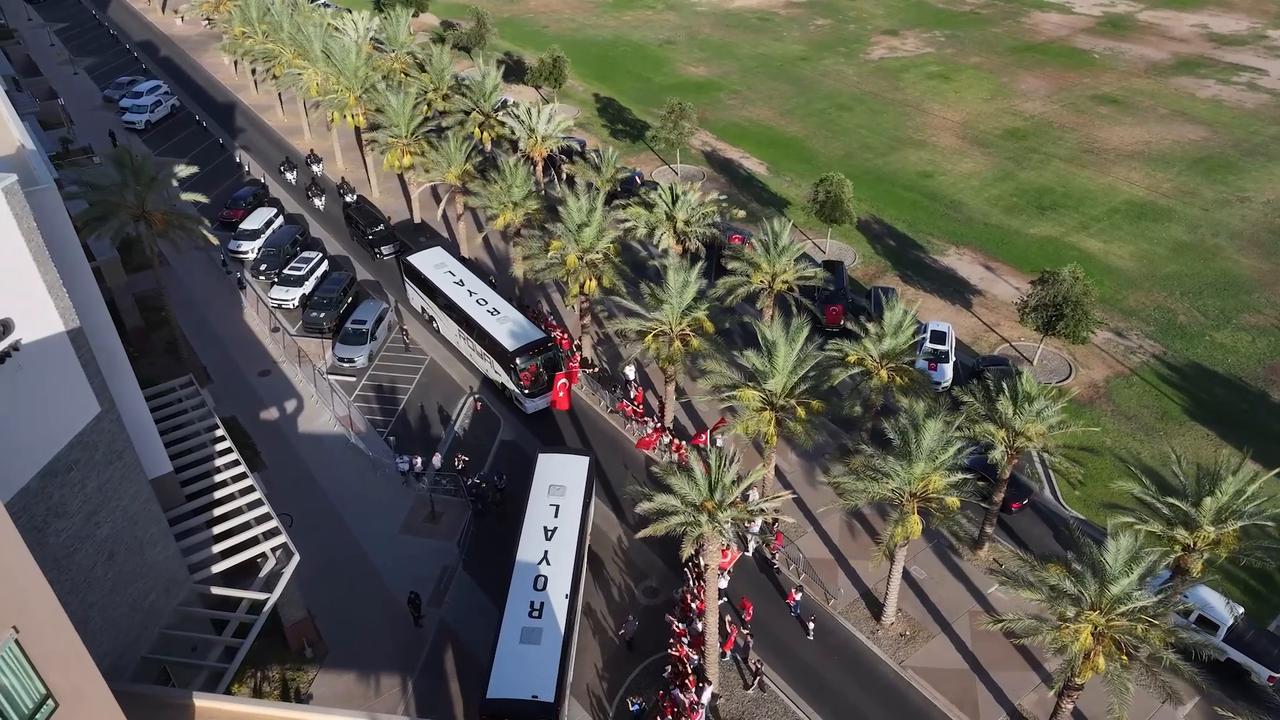 Video thumbnail for US: DRONE - Türkiye national team arrives in Arizona for 2026 FIFA World Cup.