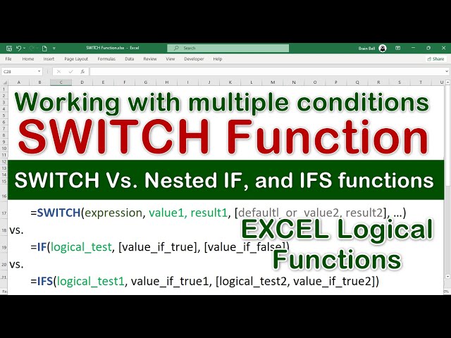 Video thumbnail for Compare SWITCH, IF & IFS Functions: Handle Multiple Conditions Easily in Excel