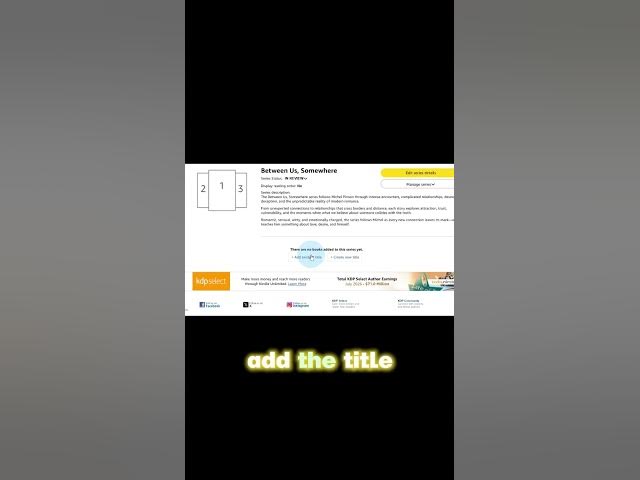 Video thumbnail for Managing Your Book Series on Amazon  Adding Titles and Publishing Updates!