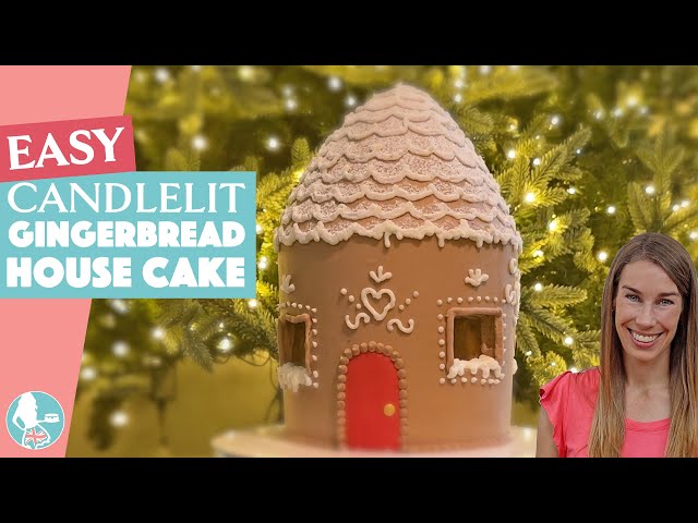 Video thumbnail for EASY Gingerbread House Cake   Candlelit with Edible Windows!