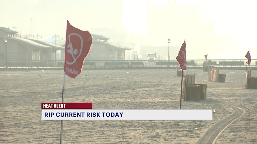 Video thumbnail for Dangerous heat, high rip current risk bring double warning to NYC beaches