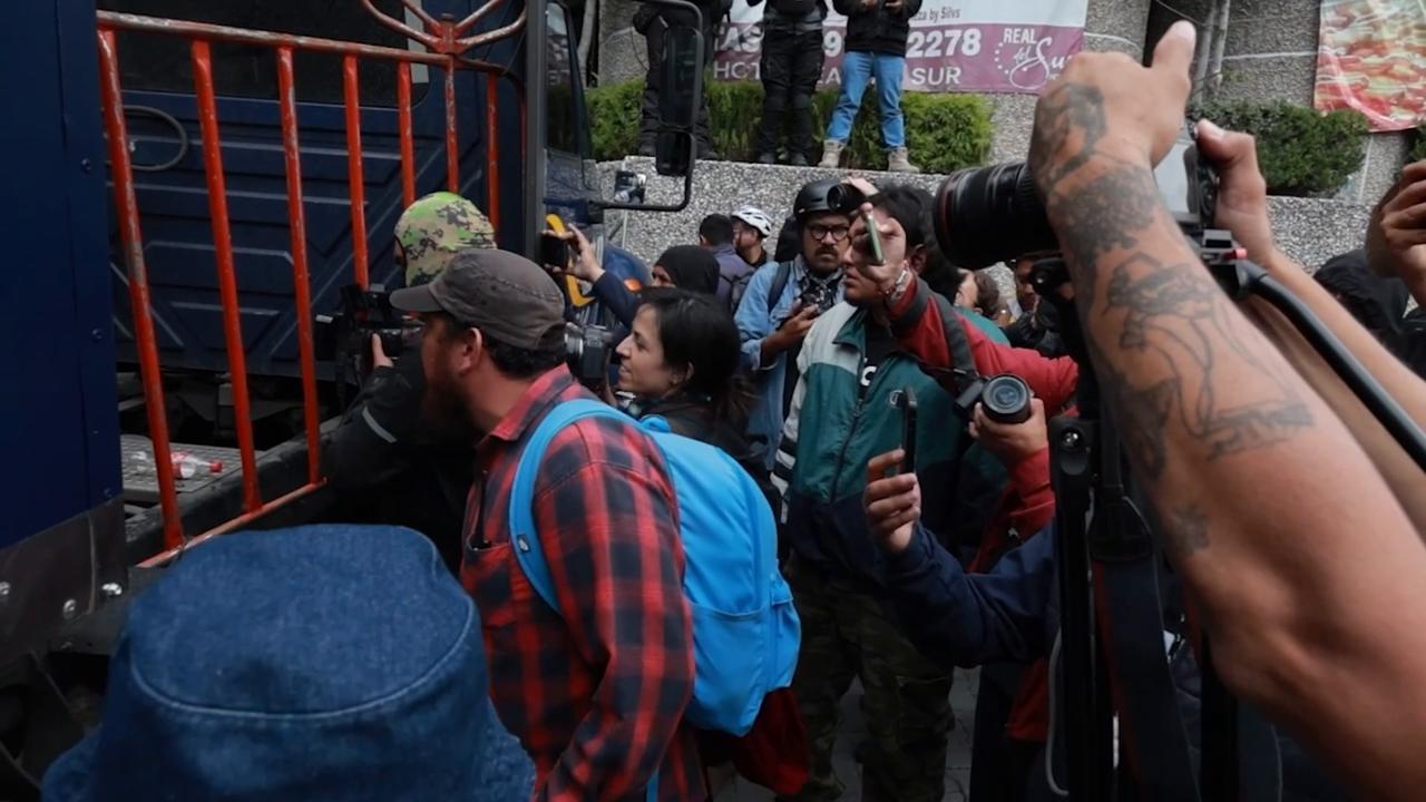 Video thumbnail for Mexico: CNTE teachers march toward World Cup stadium over wages, pension in Mexico.
