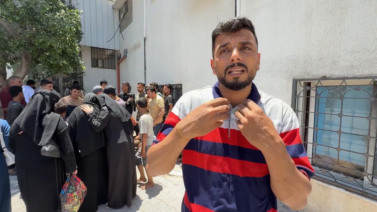 Video thumbnail for Funeral prayer held for two Palestinians killed in Gaza.