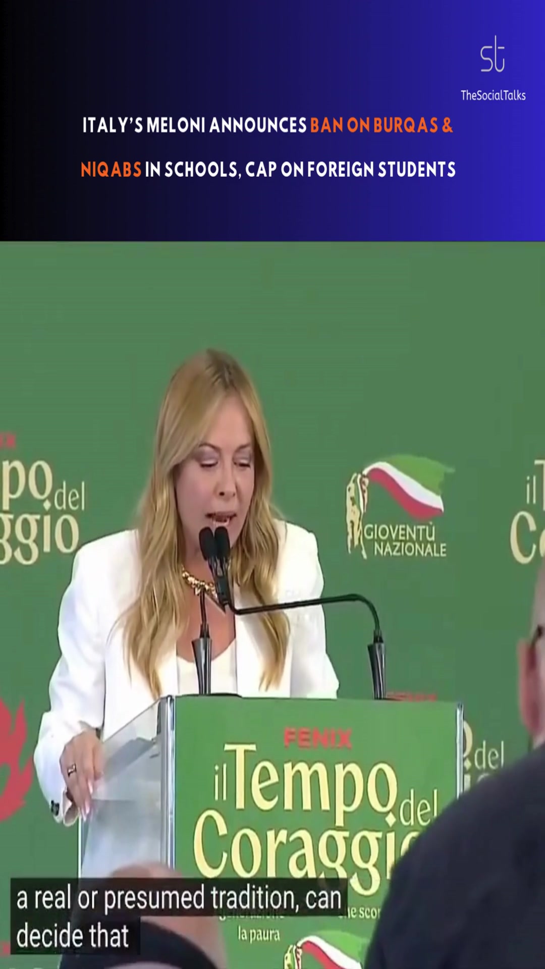 Video thumbnail for Italy’s Meloni Announces Ban on Burqas & Niqabs in Schools, Cap on Foreign Students