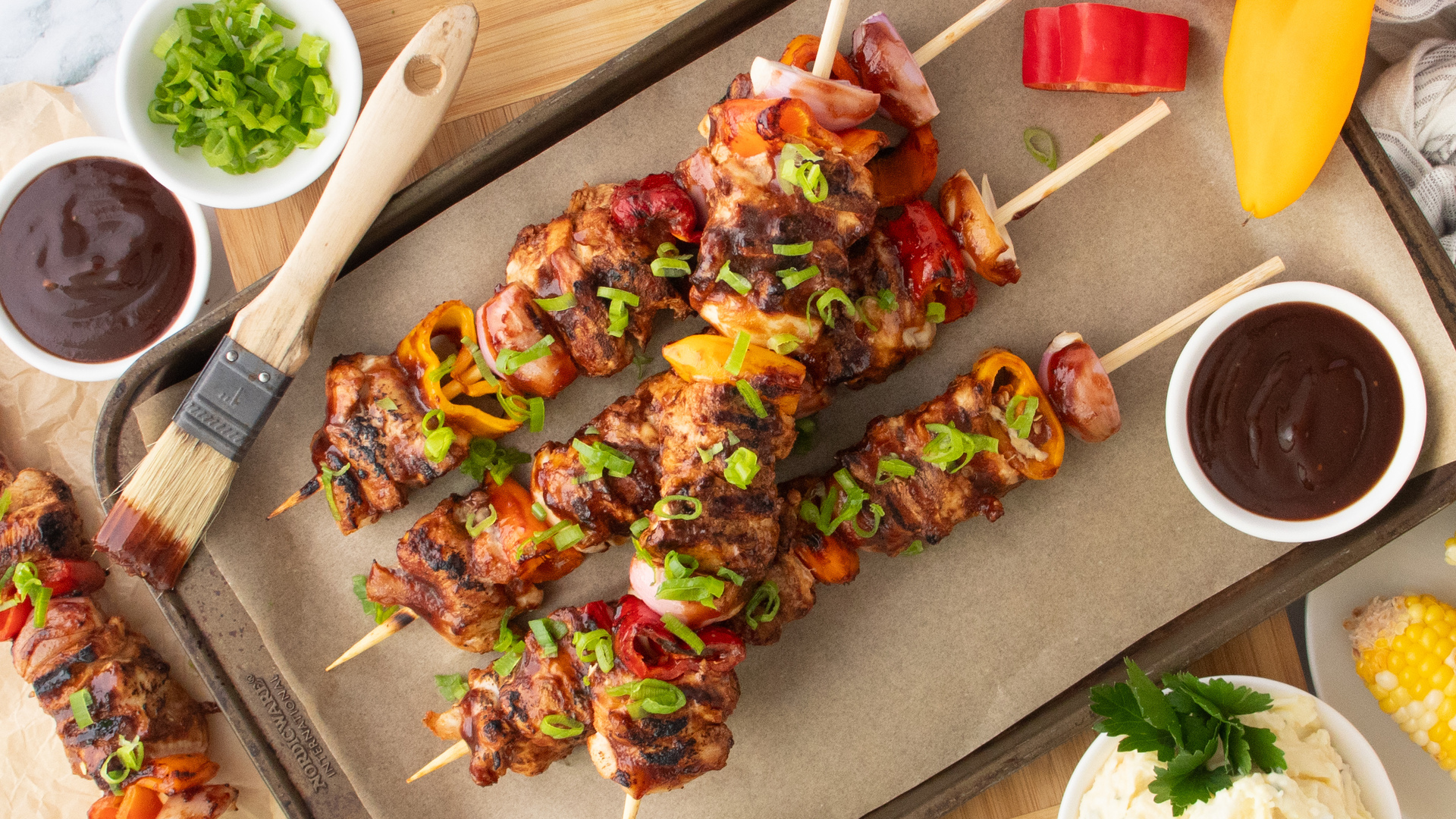Video thumbnail for Espresso-Tinged BBQ Chicken Skewers Recipe