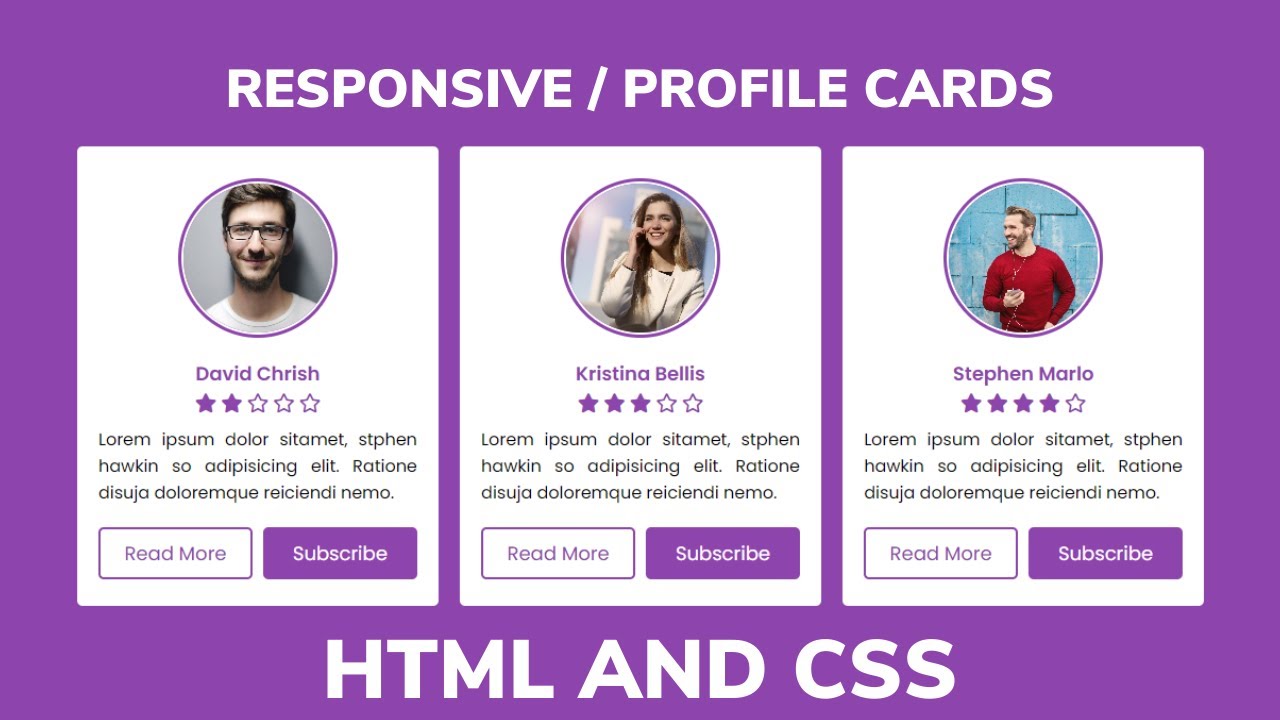 'Video thumbnail for Responsive Profile Cards using HTML and CSS _ Profile Page Design'