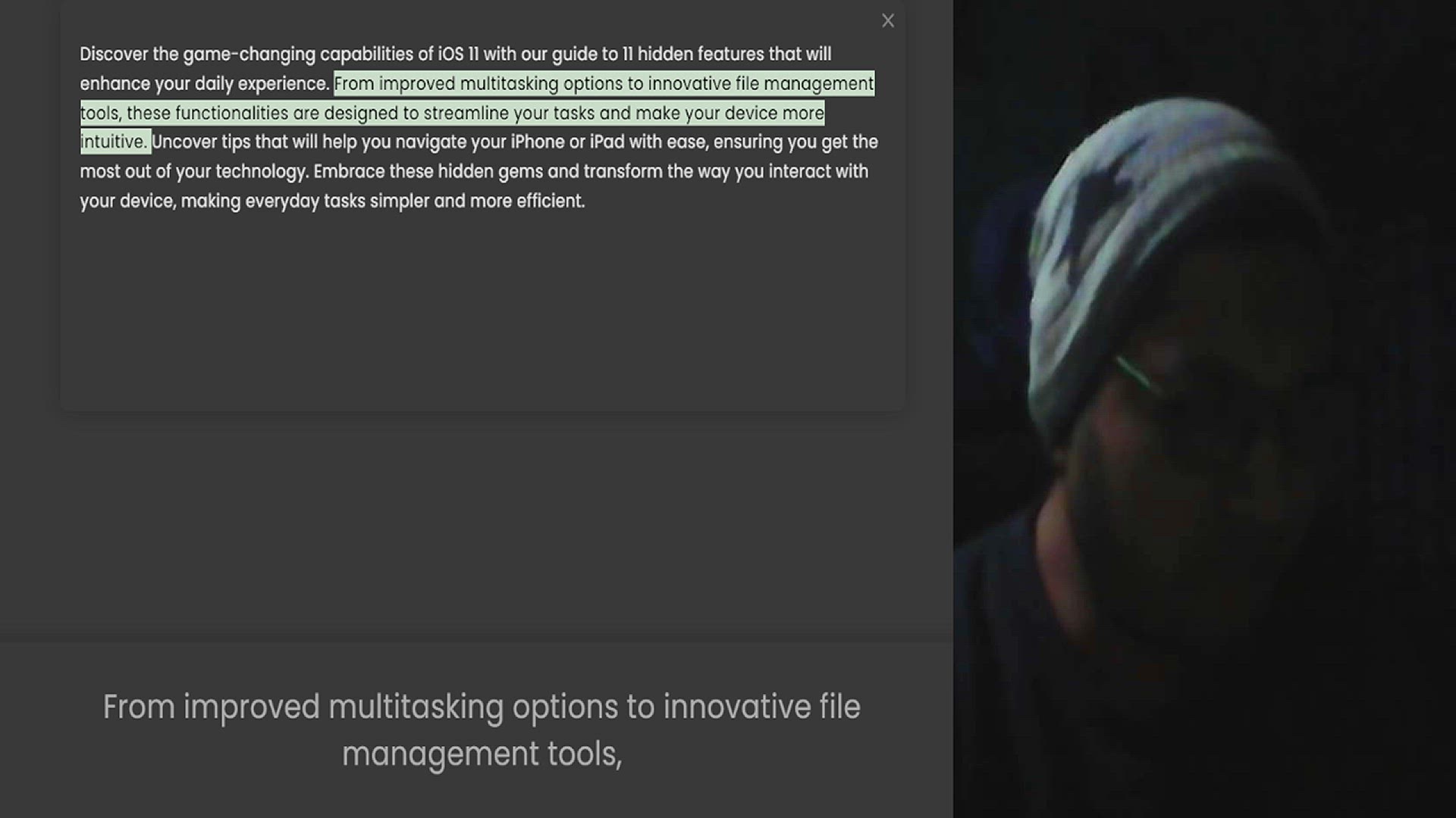 Video thumbnail for Discover the game-changing capabilities of iOS 11 with our guide to 11 hidden features that will enhance your daily experience. From improved multitasking options to innovative file management tools, these functionalities are designed to