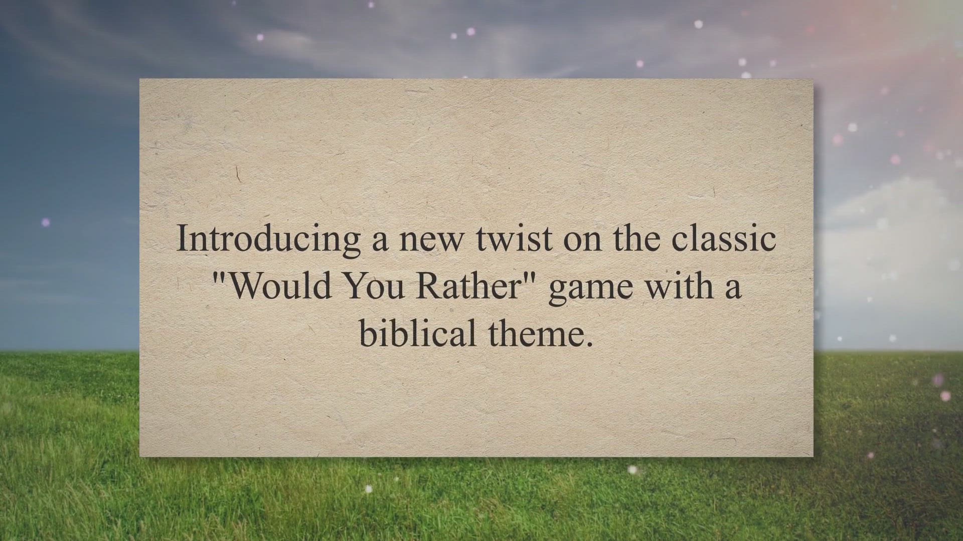 Video thumbnail for Bible Would You Rather Questions