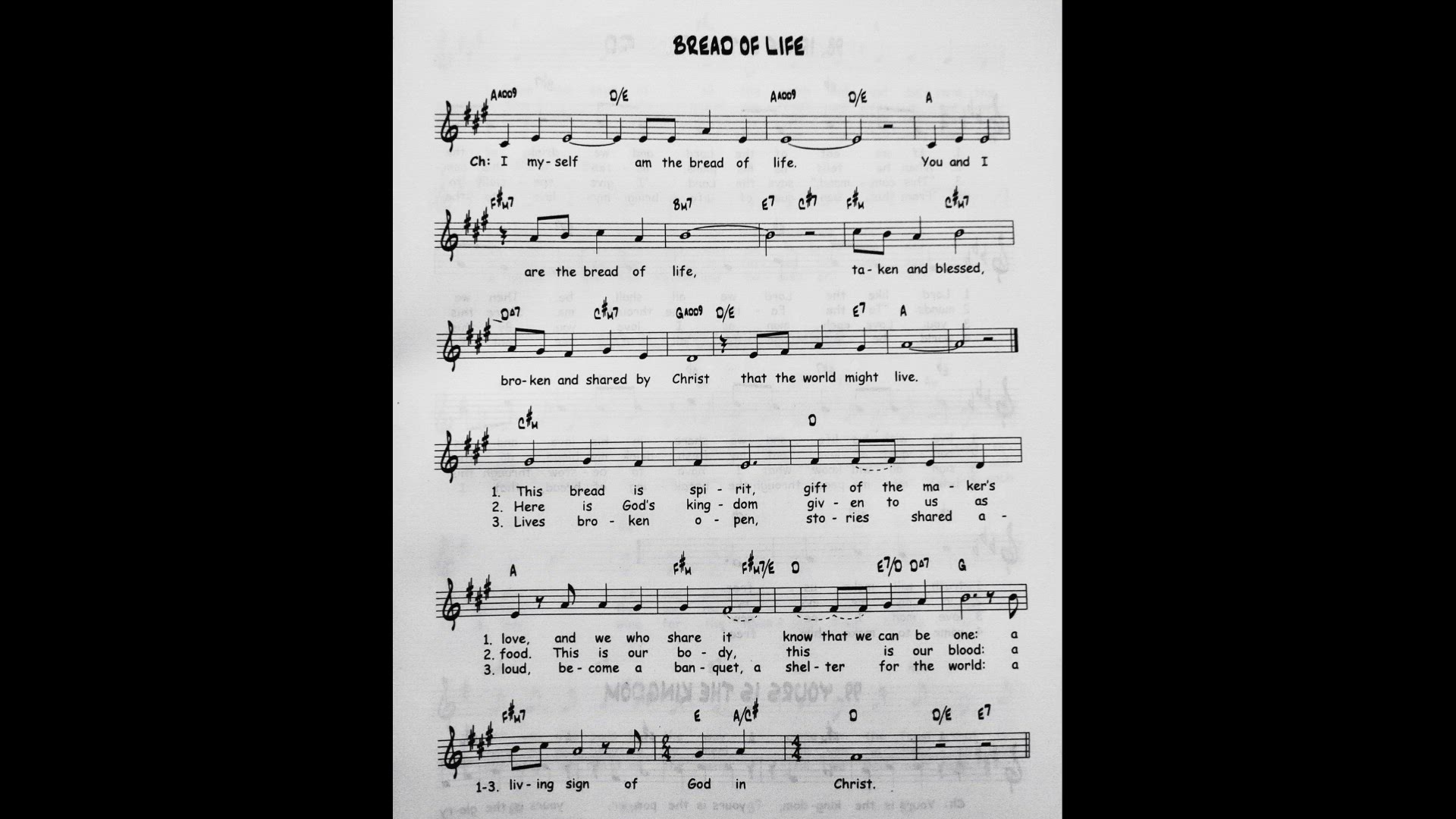 'Video thumbnail for Bread Of Life - Catholic Mass Song Sheet Music'