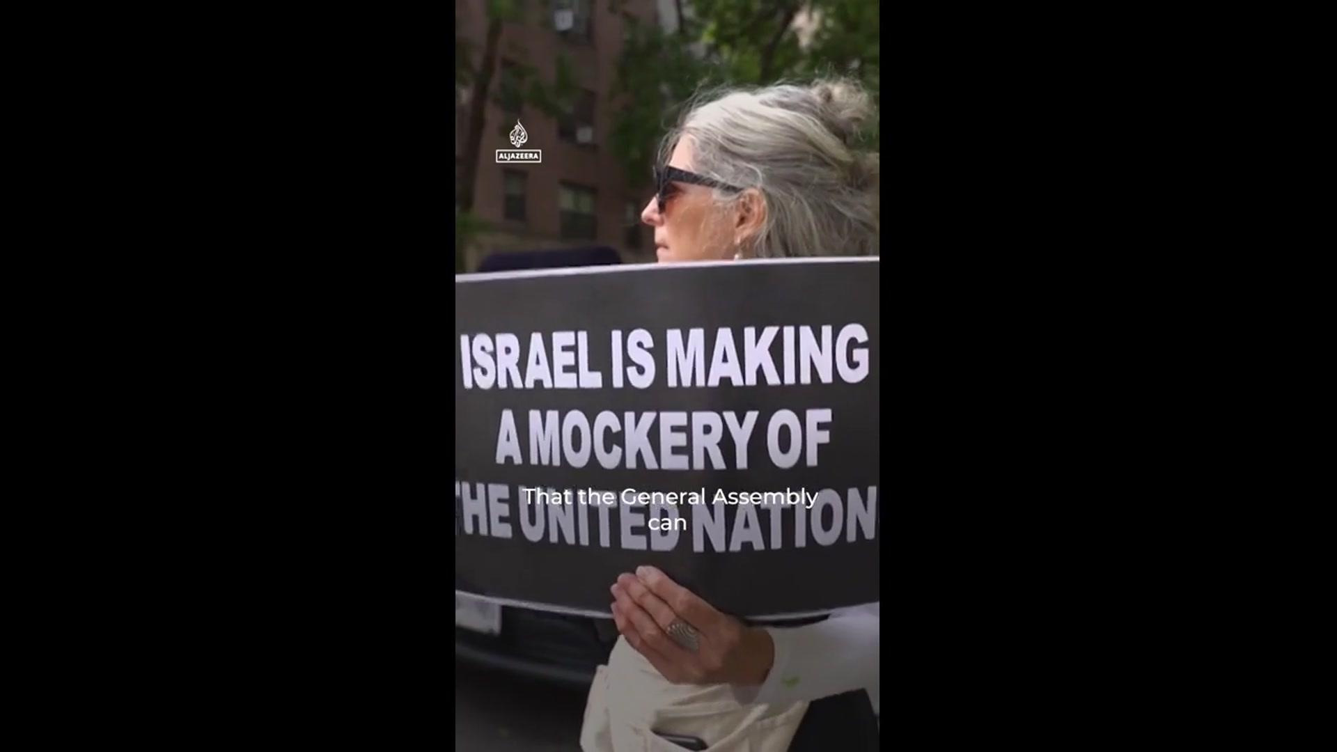 'Video thumbnail for Protesters outside UN say recognising Palestine isn’t enough'