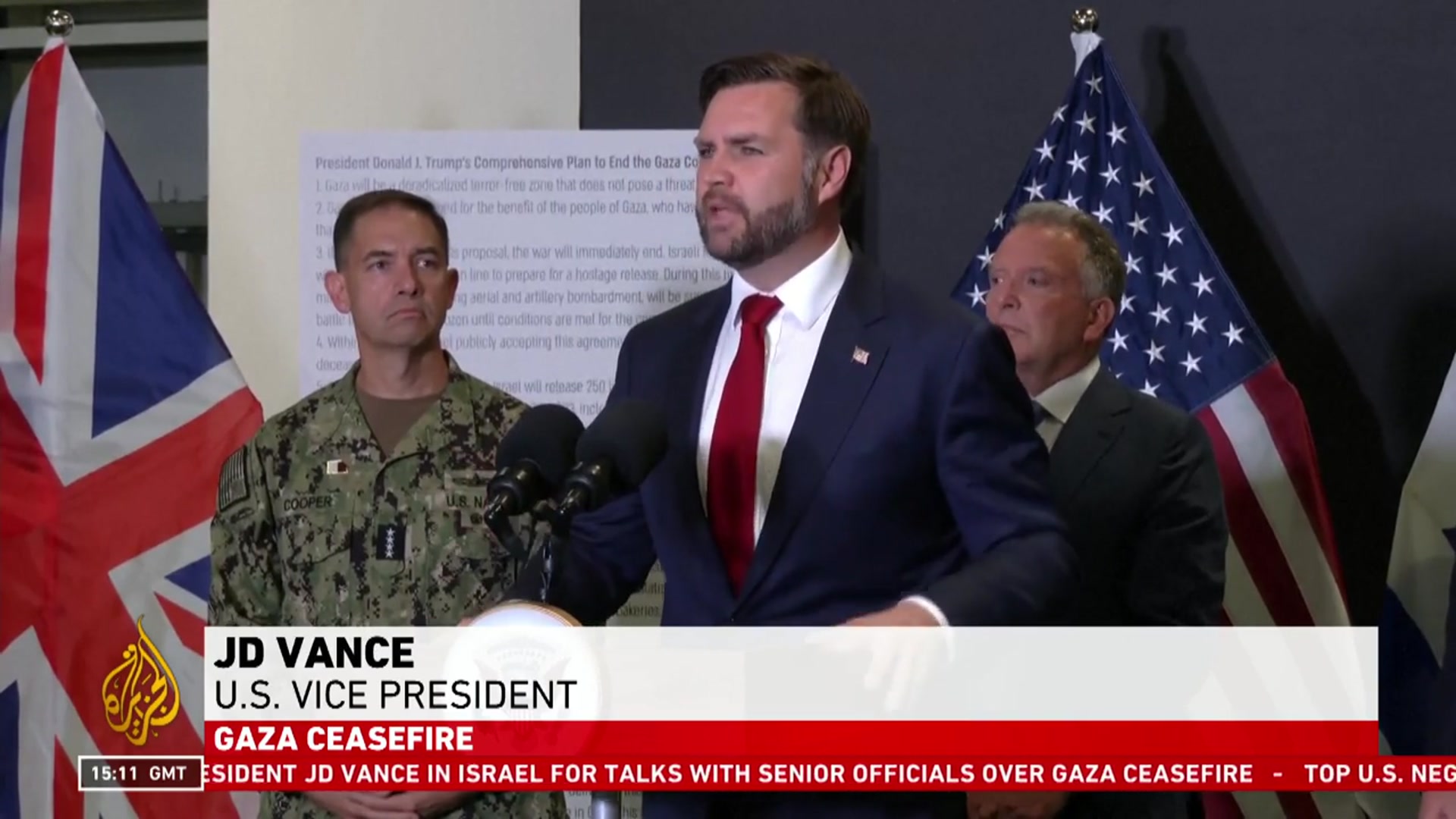 'Video thumbnail for US VP says Gaza ceasefire ‘going very well’ but long-term peace will take time during Israel visit'