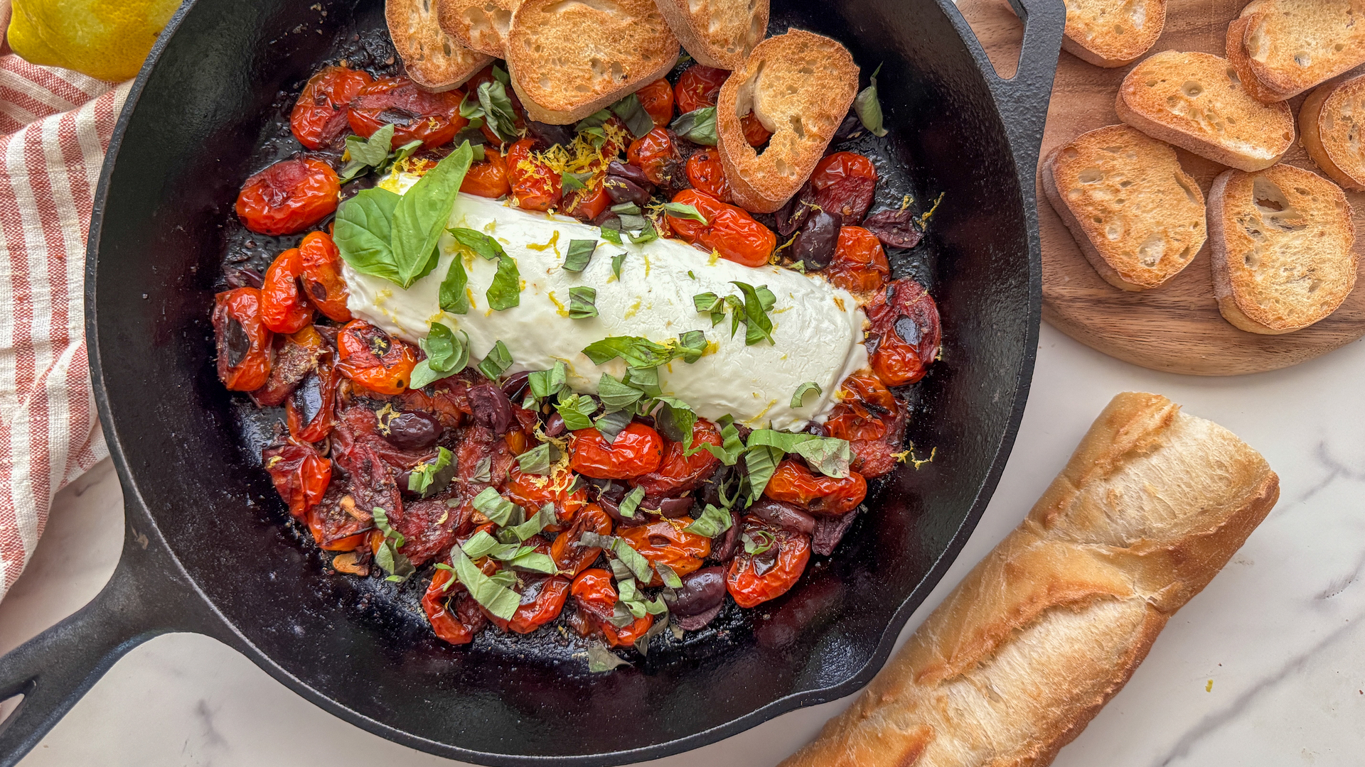 Video thumbnail for Baked Goat Cheese With Blistered Tomatoes Recipe