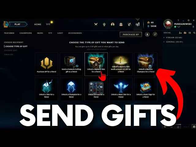 Video thumbnail for How to Send Gifts in League of Legends - Send Skins in LOL #lolguide